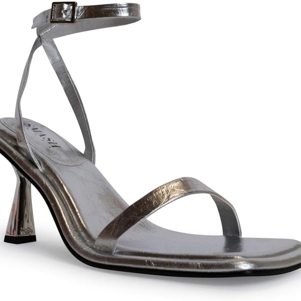 Elegant Silver Ankle Strap Heels